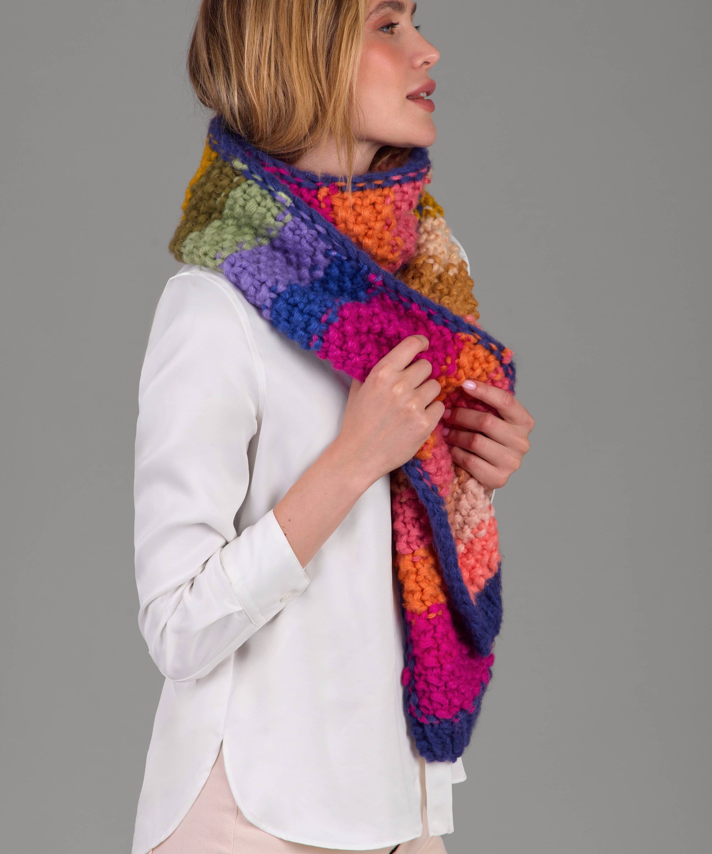 Rainbow Knitted Chunky Scarf