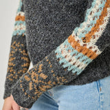 61313 Mock Neck Fair Isle Cuff Sweater