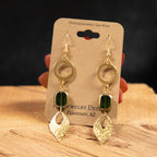 Hammered Gilded Green Earrings