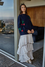 Cherry Detail Mock Neck Sweater