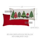 Red and Green Applique Tree Pillow with Embroidery