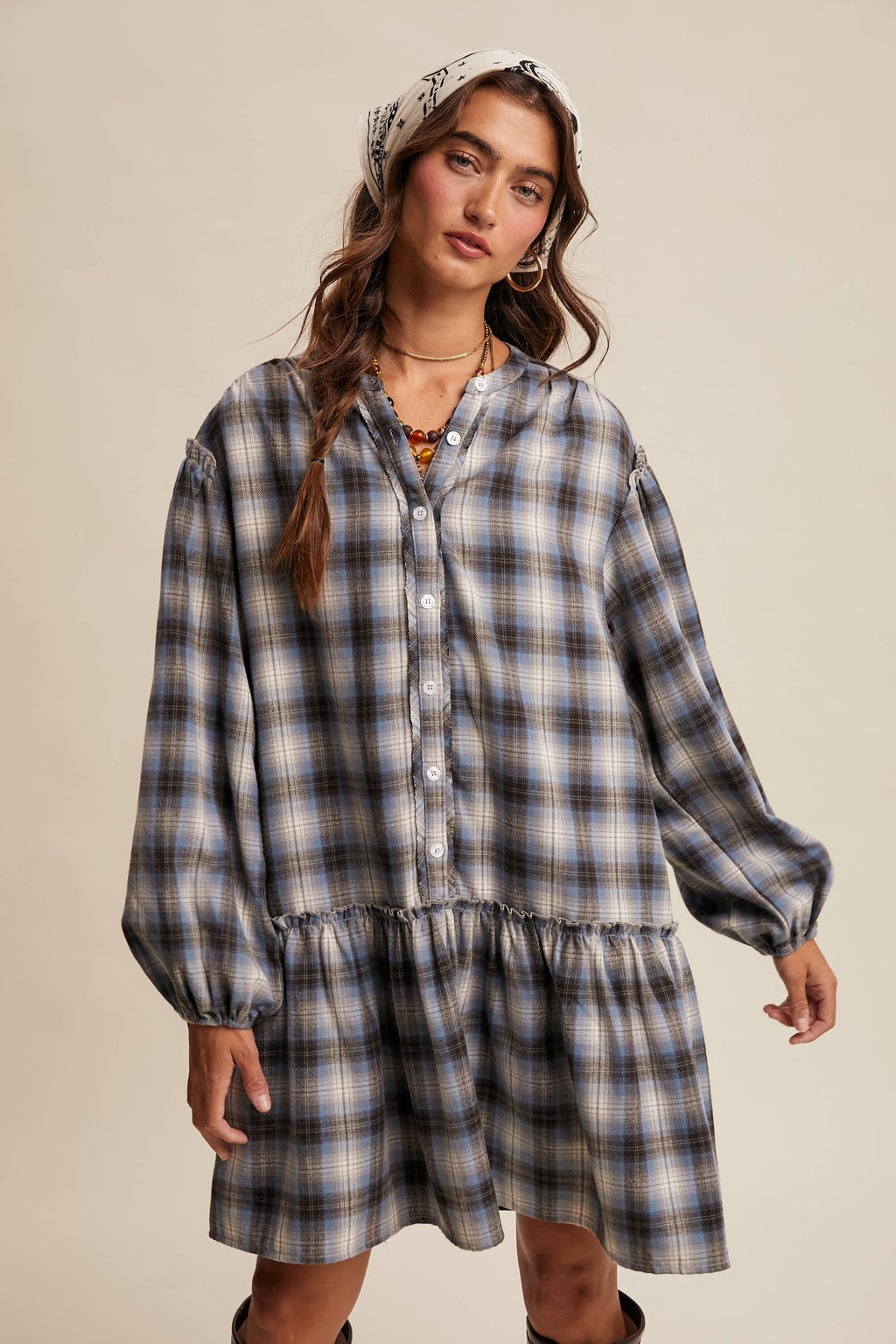 Plaid Drop-Waist Mini Dress