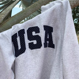 Pearl Grey Navy Blue Polka Dot USA Mockneck Sweatshirt