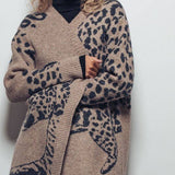 Animal Jacquard Long Knit Cardigan