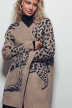 Animal Jacquard Long Knit Cardigan