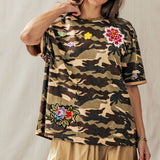 Camo Floral Patch Oversized Cotton Tee