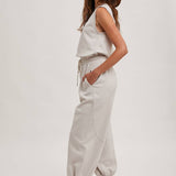 Drawstring Waist Sleeveless Jumpsuit