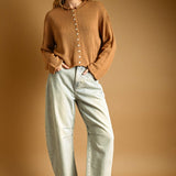 J7541   BUTTON FRONT EASY KNITTED CARDIGAN