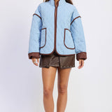 ZIP FRONT COLLARED LONG SLEEVE JACKET