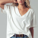 Vintage Wash V-Neck Cotton Tee