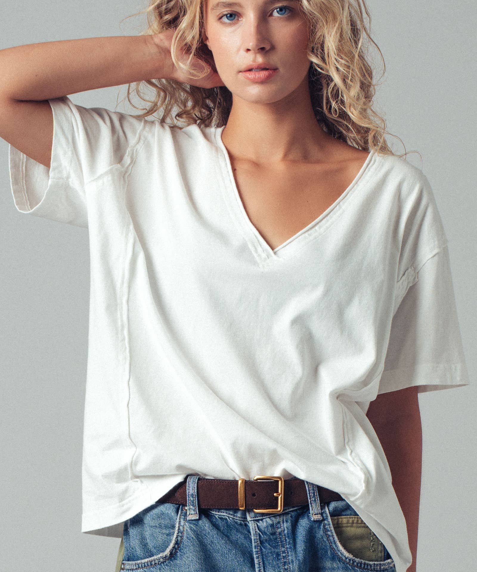 Vintage Wash V-Neck Cotton Tee