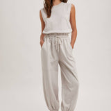 Drawstring Waist Sleeveless Jumpsuit