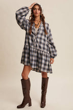 Plaid Drop-Waist Mini Dress
