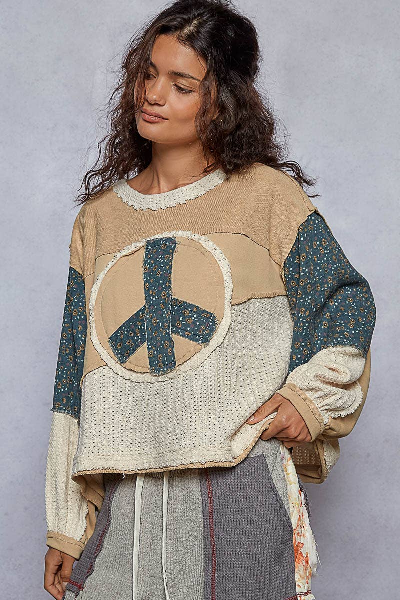 Peace Sign Detail Knit Sweater