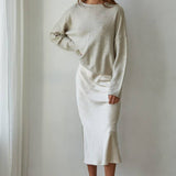 W2114 | Knit Sweater Rolled Round Neck Pullover Top