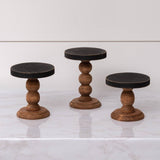 Mini Risers - Black Top Wood Base (Set Of 03)