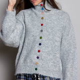 Chic Collar Button Knit Cardigan Cozy Oversized Sweater SALE