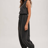 Drawstring Waist Sleeveless Jumpsuit