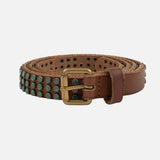 Azra | Leather Belt with Turquoise Patina Studs