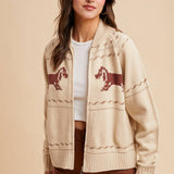 Dachschund Zip-Up Cardigan