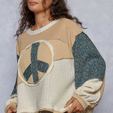 Peace Sign Detail Knit Sweater