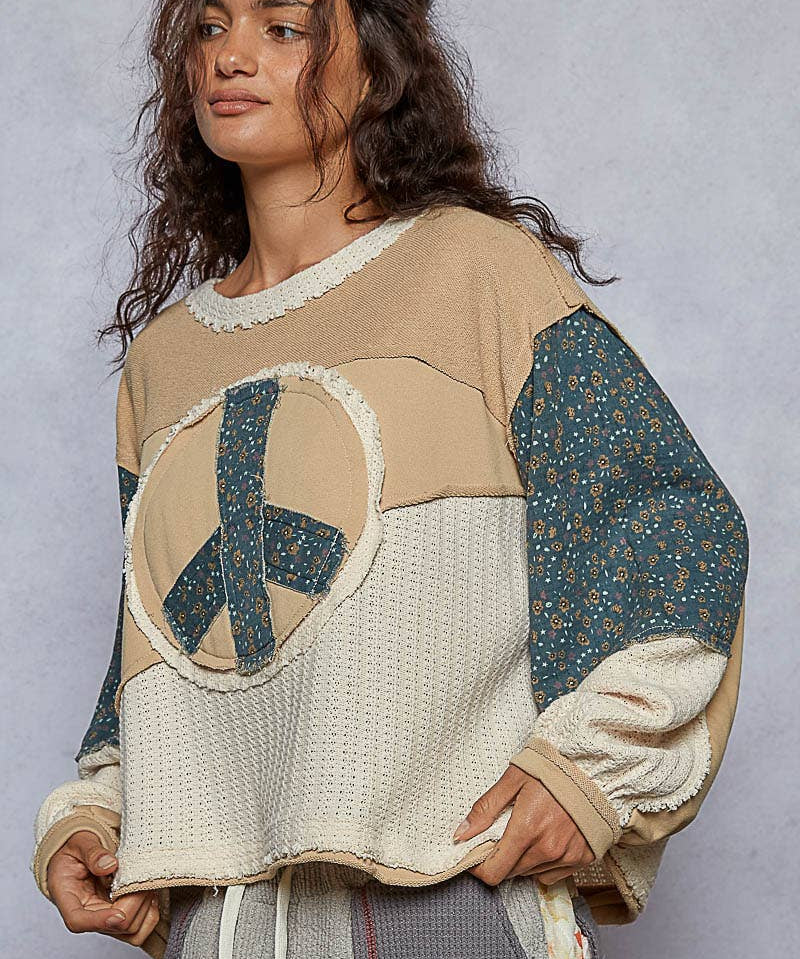 Peace Sign Detail Knit Sweater