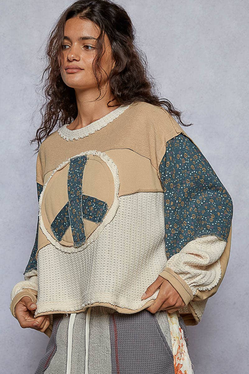 Peace Sign Detail Knit Sweater