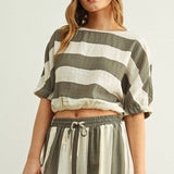 T4525ST   WIDE STRIPE BOAT NECK TOP