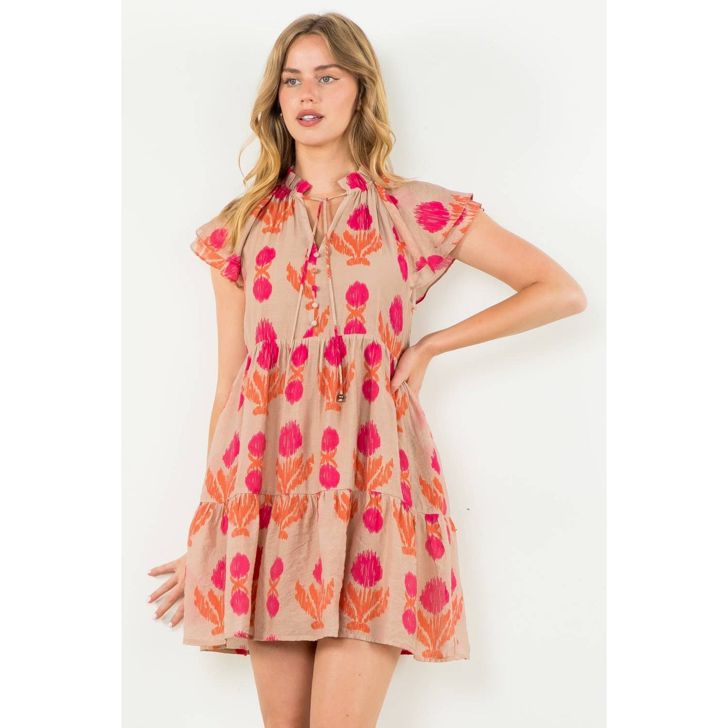 Tiered Floral Print Dress