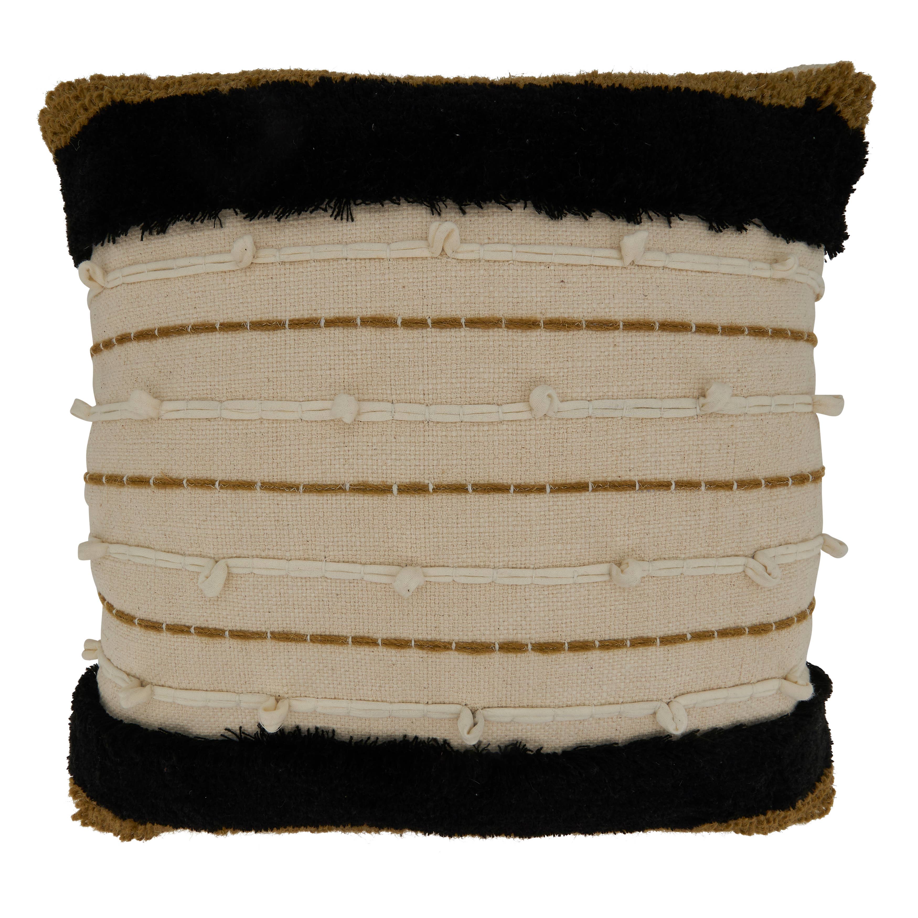 Throw Pillow With Embroidered Stripe Design