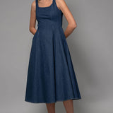 Denim A-Line Midi Dress