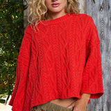 Round Neck Quarter Sleeve Cropped Sweater