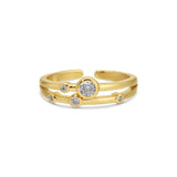 Round CZ Accented Adjustable Ring