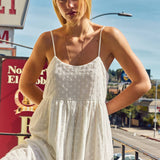 Embroidered Cotton Tie Back Midi Dress