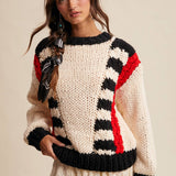 Chunky Patterned Hand-Knit Sweater