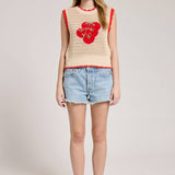 Sleeveless, Cream-Colored Knitted