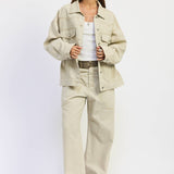 OVERSIZED TWILL BUTTON UP JACKET