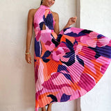 Halter Neck Pleated Dress