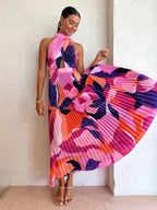Halter Neck Pleated Dress