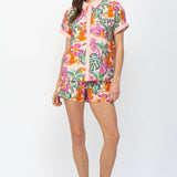 LOOSE FIT CONTRAST ELASTIC WAISTBAND SHORTS WITH SIDE POCKET