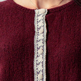 Lace Trim Wool Blend Cardigan