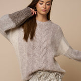Color Block Cable Knit Sweater