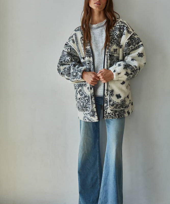 Sherpa Paisley Print Jacket