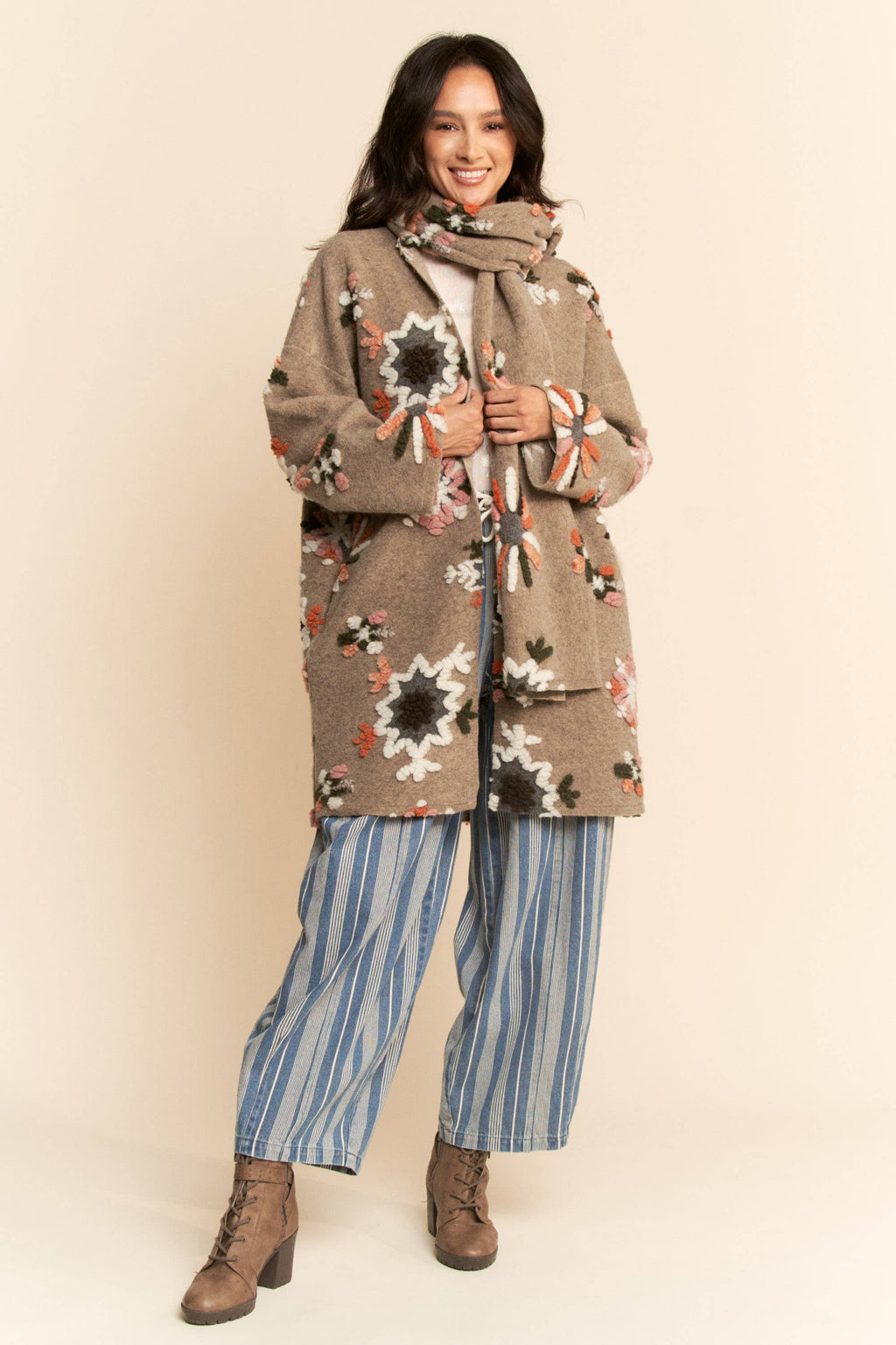 Chunky Embroidered Snow Cardigan