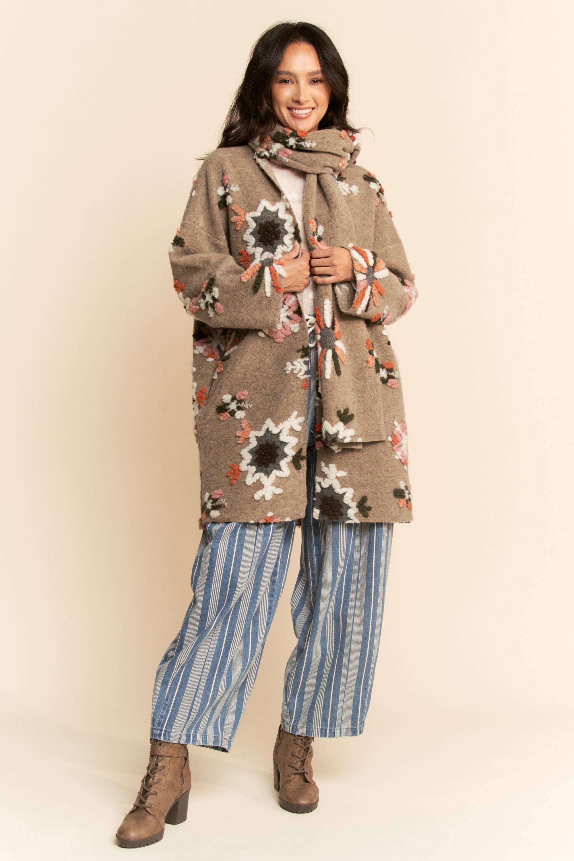 Chunky Embroidered Snow Cardigan