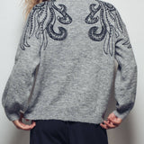 Tentacle Embroidered Gray Sweater