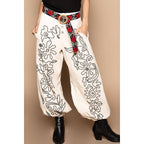 Floral Embroidered Twill Pants