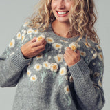 Daisy Embroidered Floral Knit Sweater