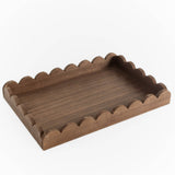 Wood scallop tray home decor, 13x9x2, espresso - 17008