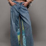 Paisley Bandana Print Denim Jeans